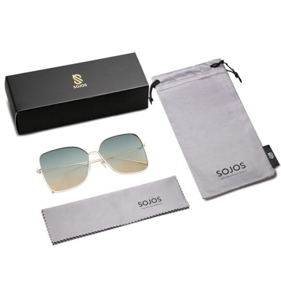 Oversized Square Sunglasses Metal Frame UV400 Protection Y2K Retro Chic main image 5